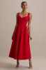 Rosemary | Red Sweetheart-Neck Midi Dress sold by Club L London