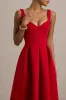 Rosemary | Red Sweetheart-Neck Midi Dress sold by Club L London