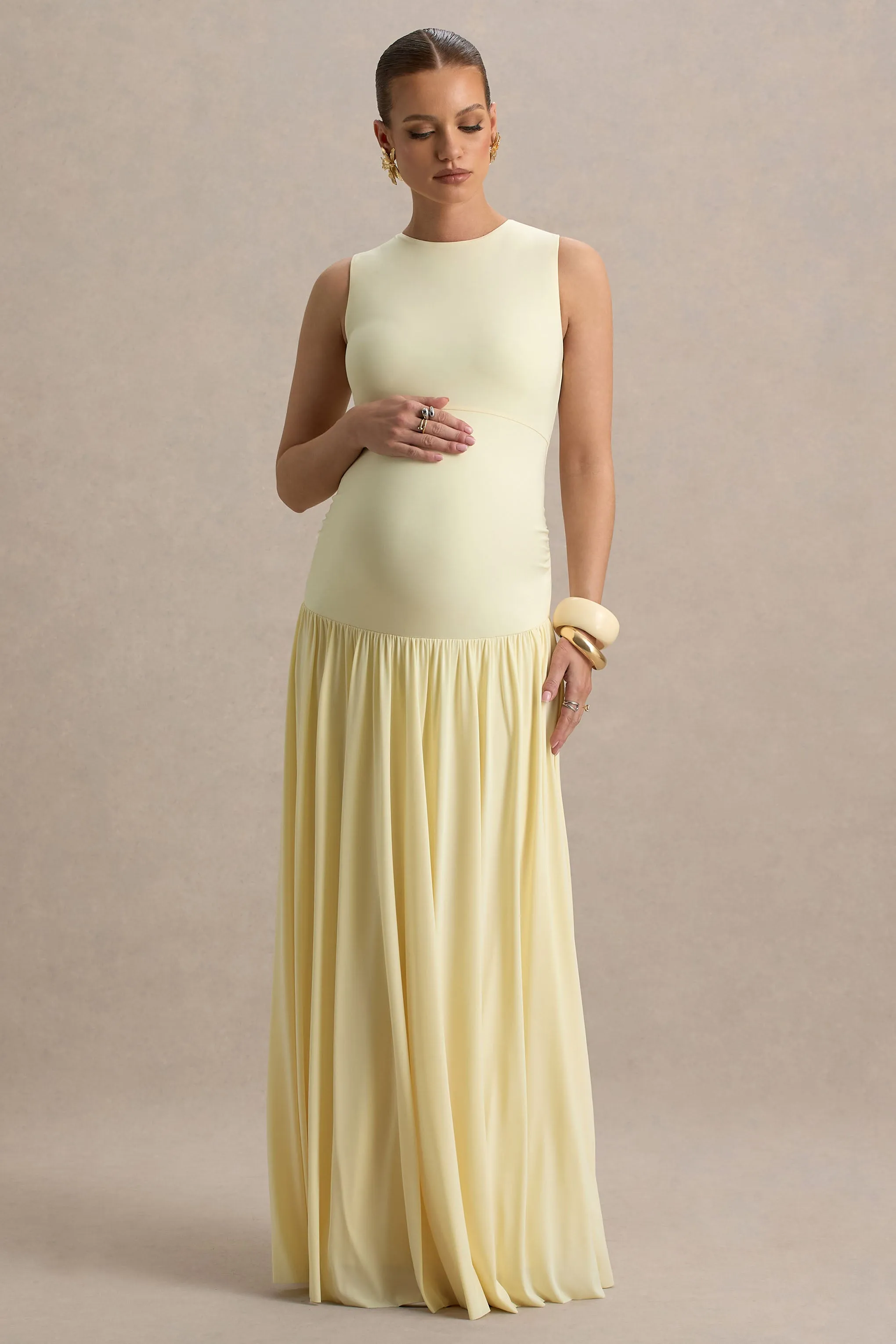 Outline | Lemon Maternity Maxi Dress With Draped Skirt sold by Club L London product image thumbnail 5