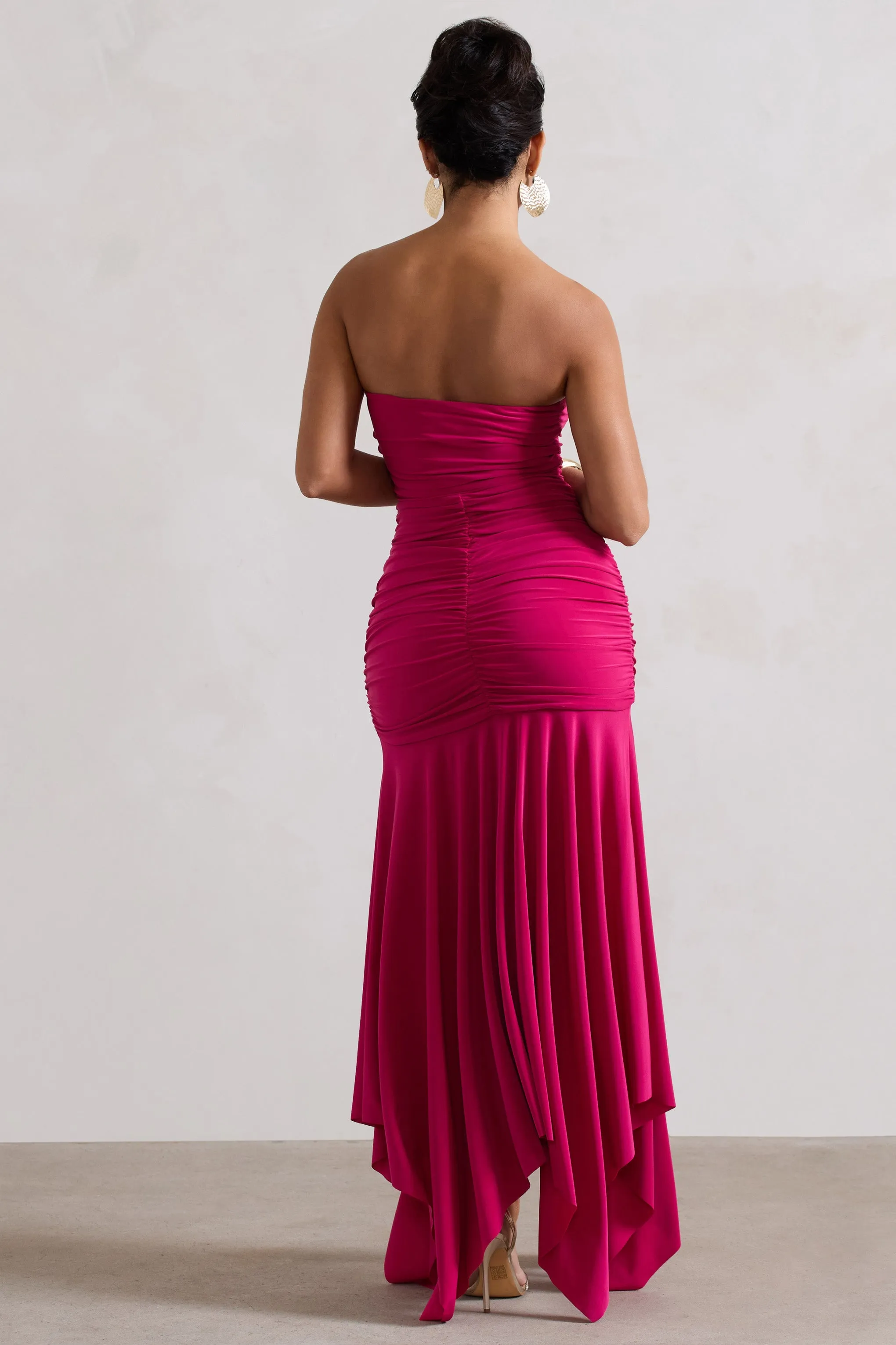 Florianne | Hot Pink Ruched Bandeau Midi Dress sold by Club L London product image thumbnail 2
