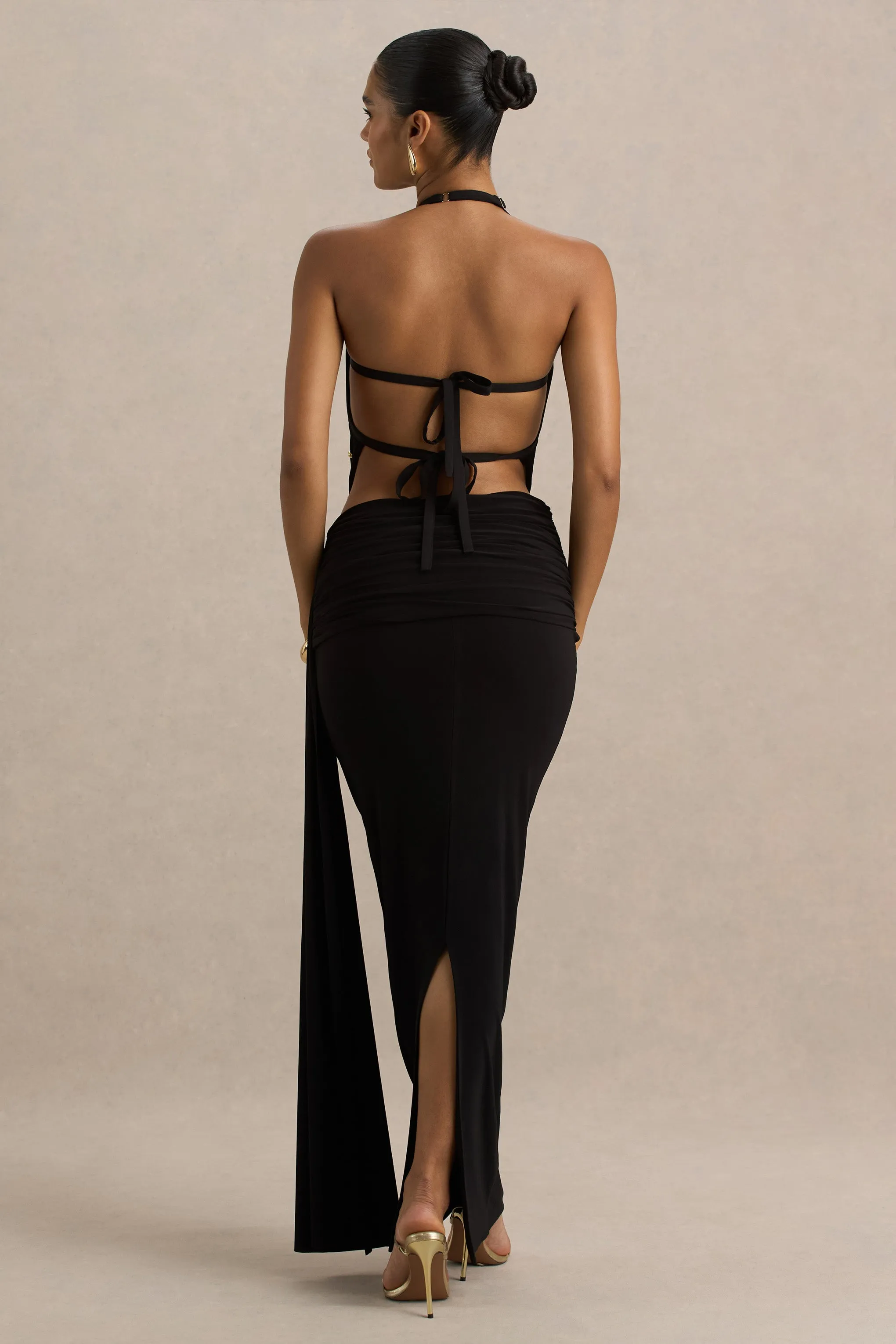 Joi | Black Maxi Skirt With Sash Detail sold by Club L London product image thumbnail 4