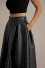 Noa | Black Faux Leather A-Line Midi Skirt sold by Club L London