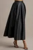 Noa | Black Faux Leather A-Line Midi Skirt sold by Club L London