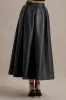Noa | Black Faux Leather A-Line Midi Skirt sold by Club L London
