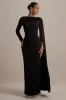 Frances | Black High-Neck Maxi Dress With Cape Detail sold by Club L London