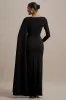 Frances | Black High-Neck Maxi Dress With Cape Detail sold by Club L London