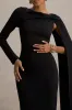 Frances | Black High-Neck Maxi Dress With Cape Detail sold by Club L London
