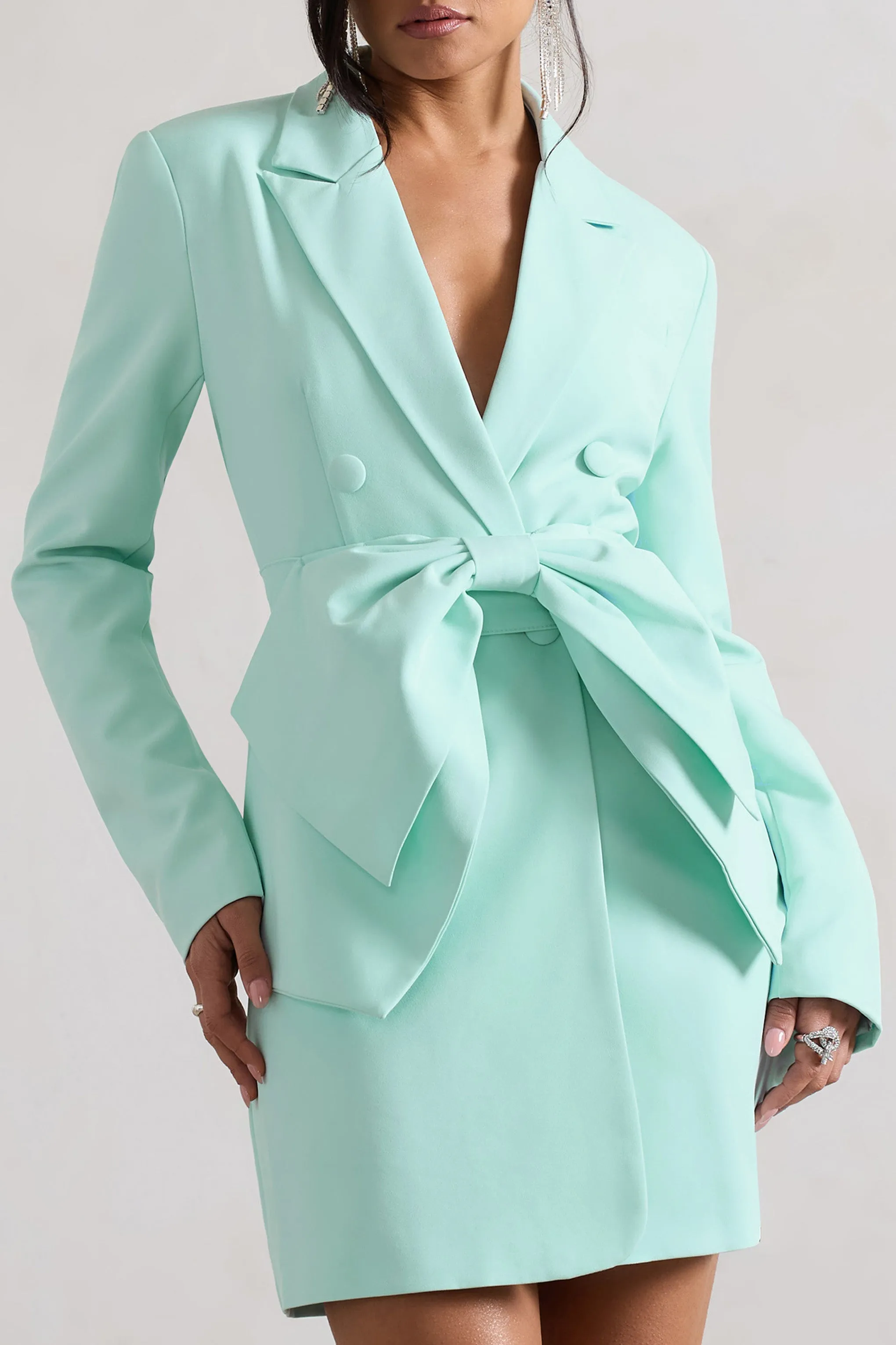 Prized | Mint Green Tailored Blazer Dress With Bow sold by Club L London product image thumbnail 3