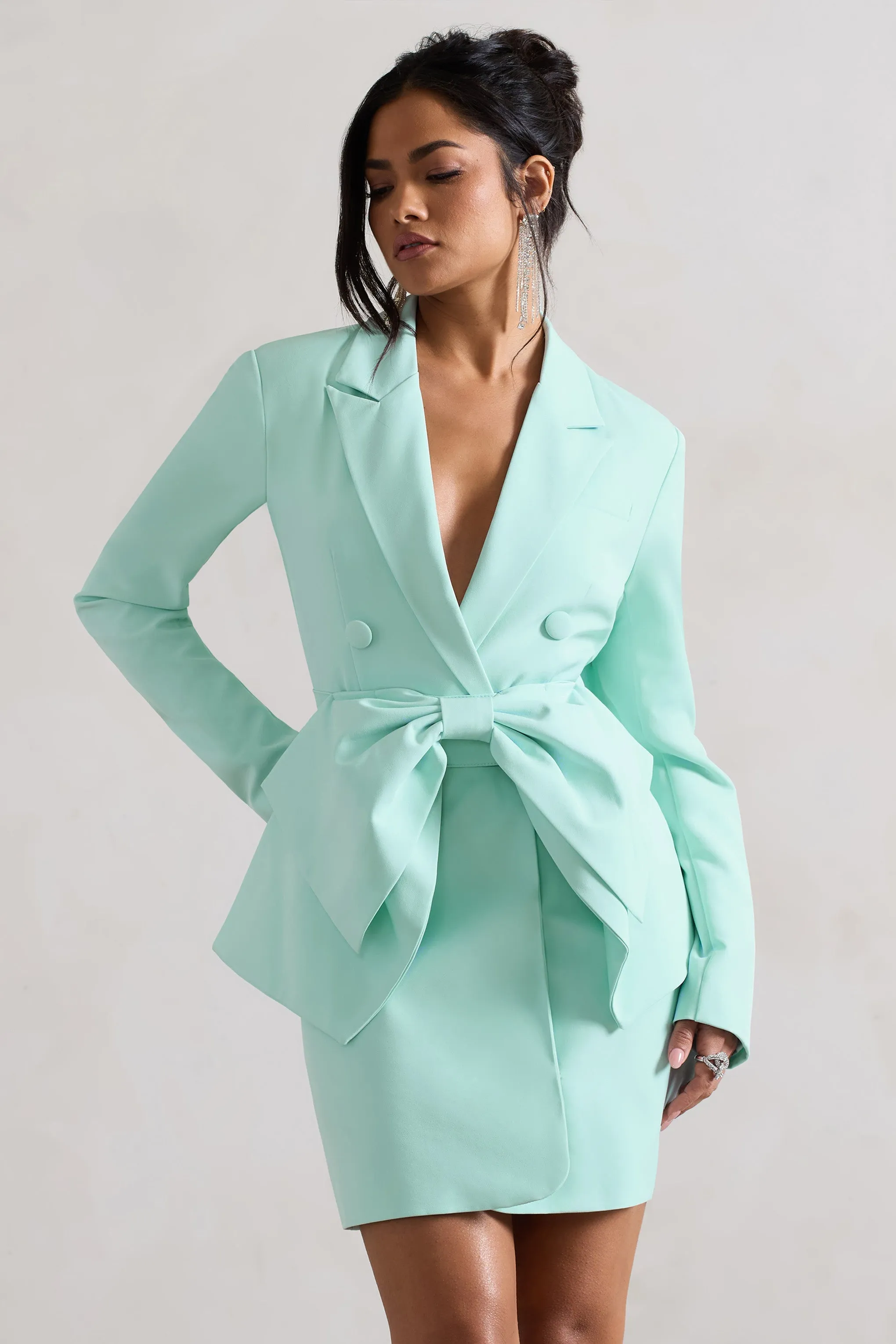 Prized | Mint Green Tailored Blazer Dress With Bow sold by Club L London product image thumbnail 5