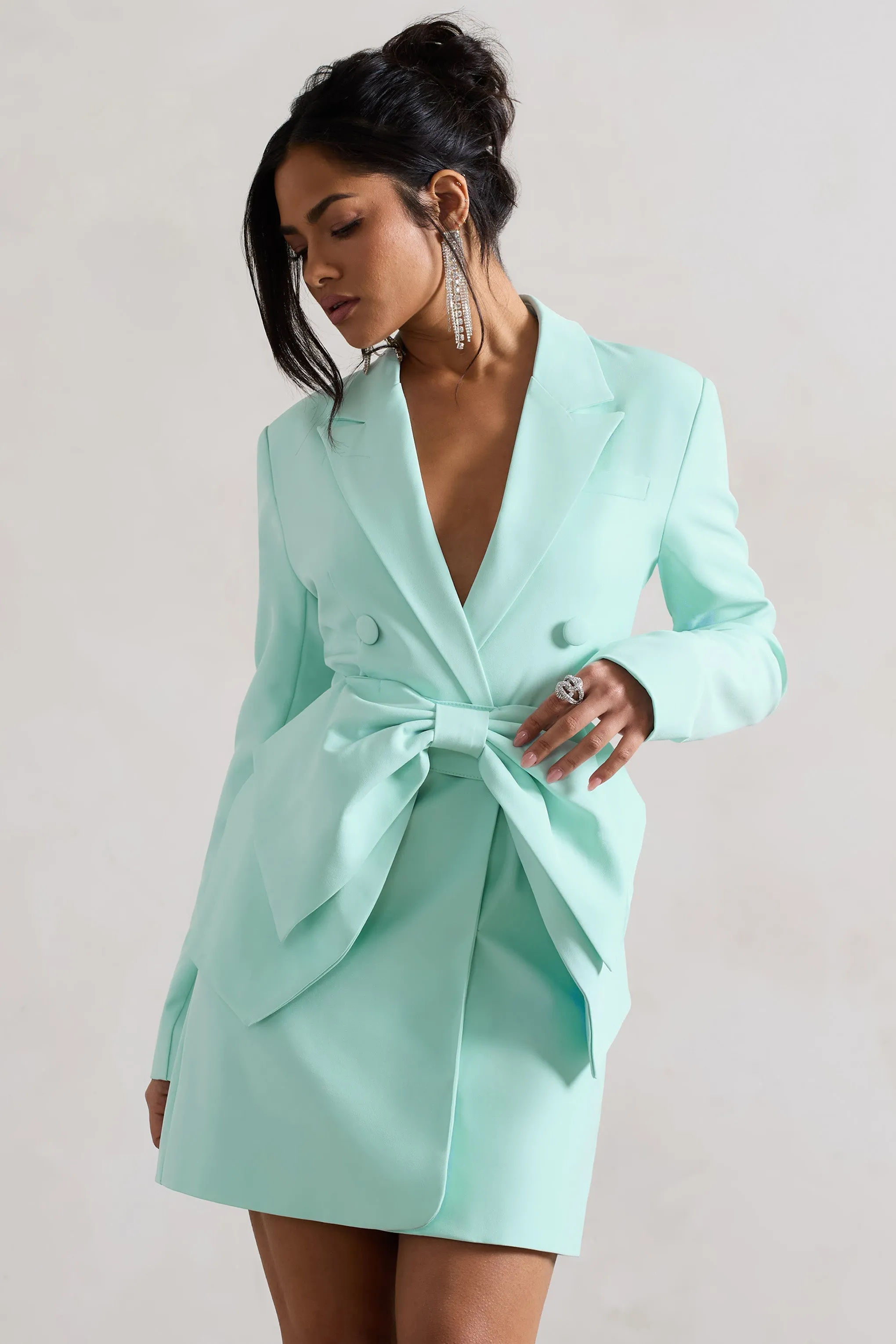 Prized | Mint Green Tailored Blazer Dress With Bow sold by Club L London product image thumbnail 4