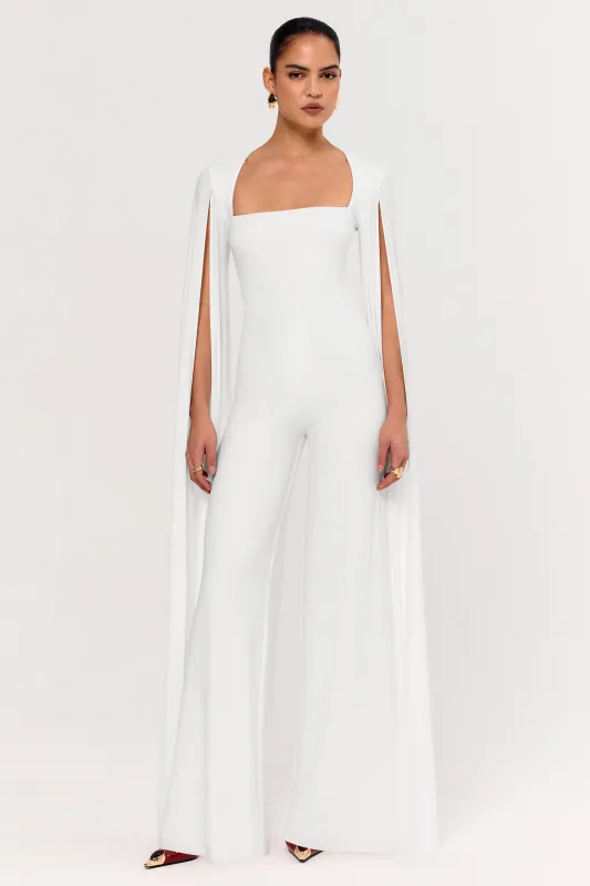 Zara | White Square-Neck Jumpsuit With Cape Sleeves sold by Club L London
