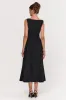 Muriel | Black Boat-Neck Volume-Hem Midi Dress sold by Club L London