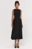 Muriel | Black Boat-Neck Volume-Hem Midi Dress sold by Club L London