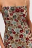 Vitora | Red Floral Sequin Square-Neck Maxi Dress sold by Club L London