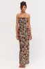 Vitora | Red Floral Sequin Square-Neck Maxi Dress sold by Club L London