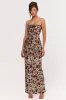 Vitora | Red Floral Sequin Square-Neck Maxi Dress sold by Club L London