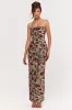 Vitora | Red Floral Sequin Square-Neck Maxi Dress sold by Club L London