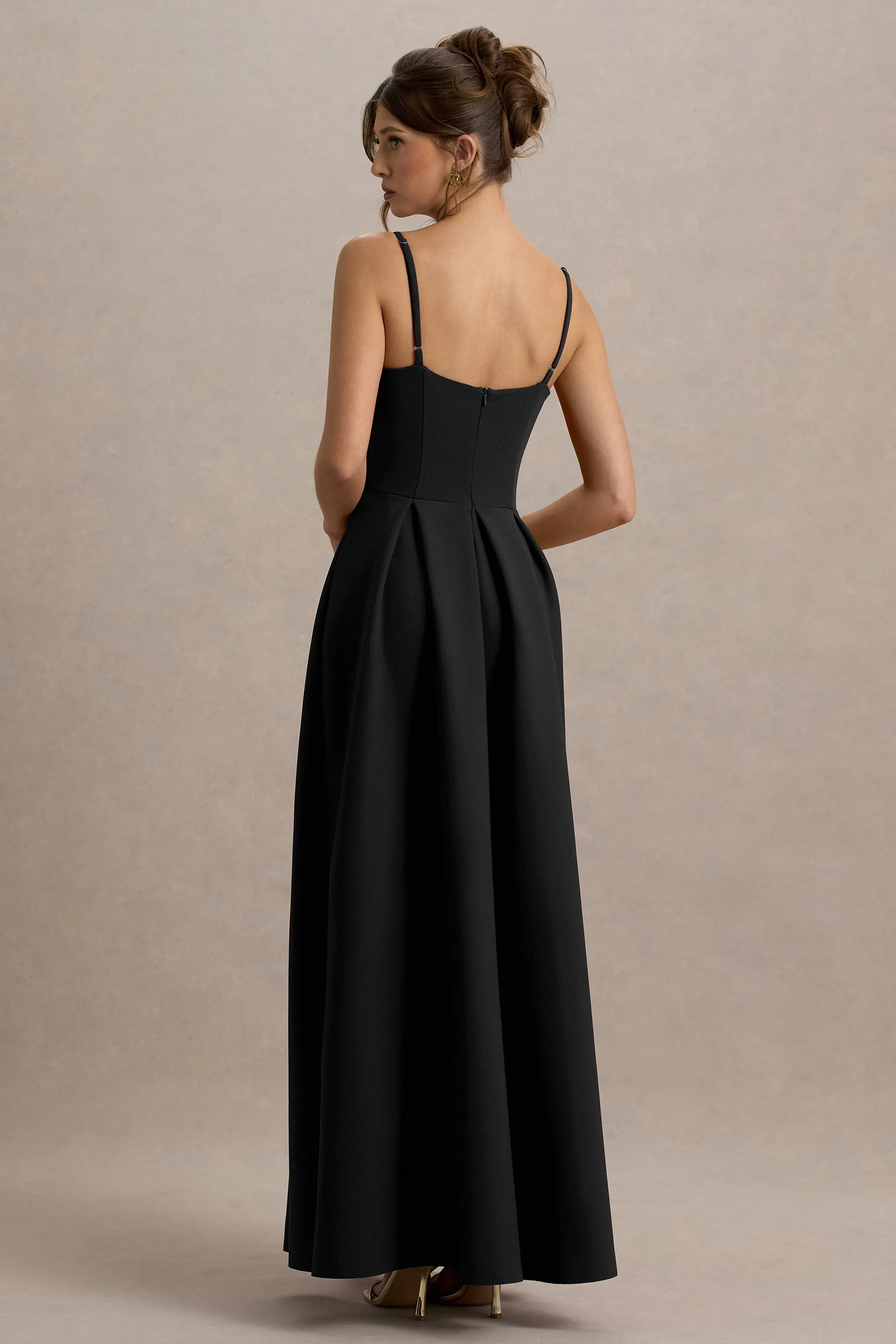 Bambina | Black Scoop-Neck Pleated Maxi Dress sold by Club L London product image thumbnail 2