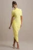 Enchant | Lemon Asymmetric Twisted Cape Maxi Dress sold by Club L London