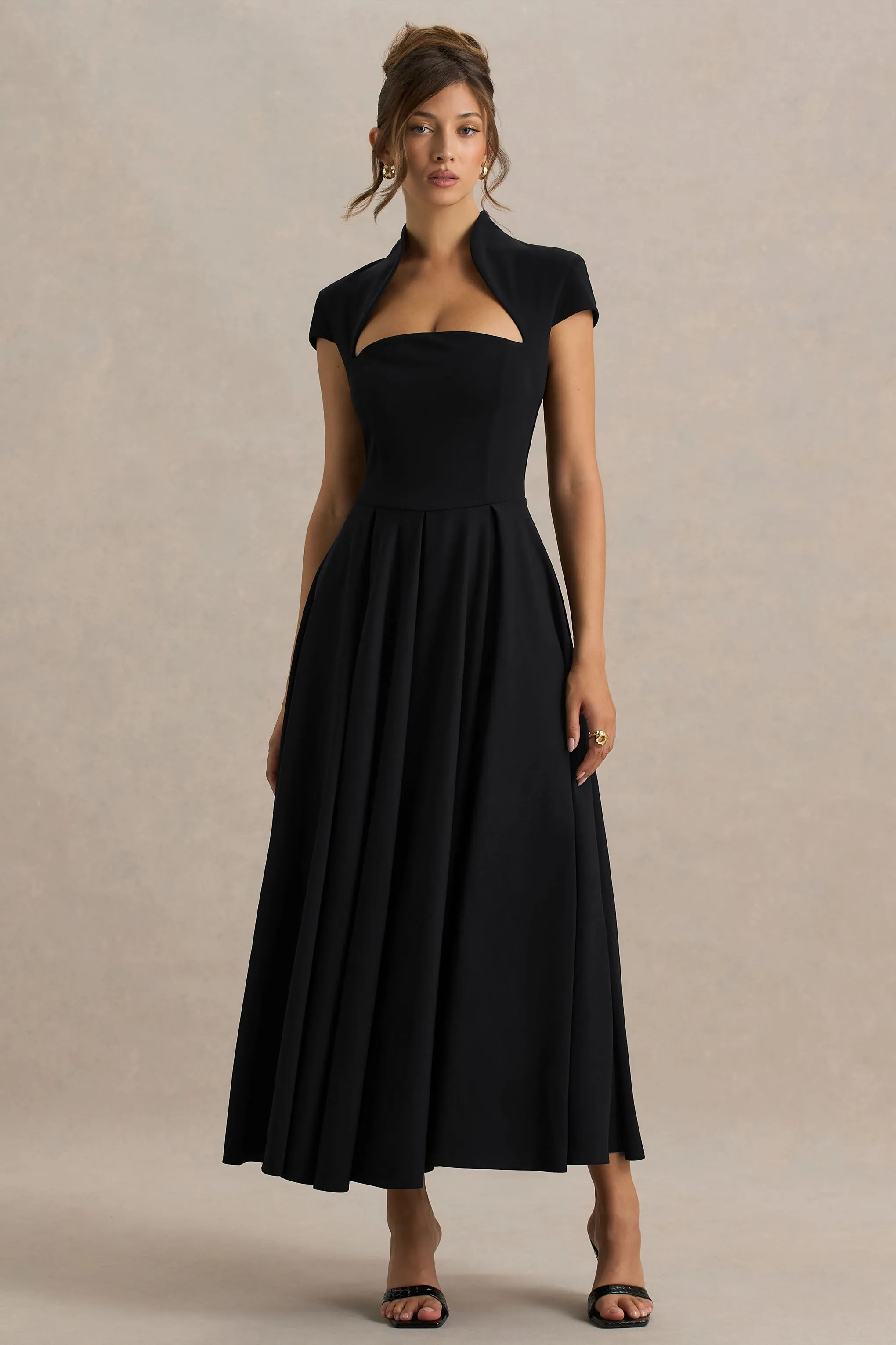 Scarlett | Black Asymmetric-Neck Maxi Dress sold by Club L London product image thumbnail 4