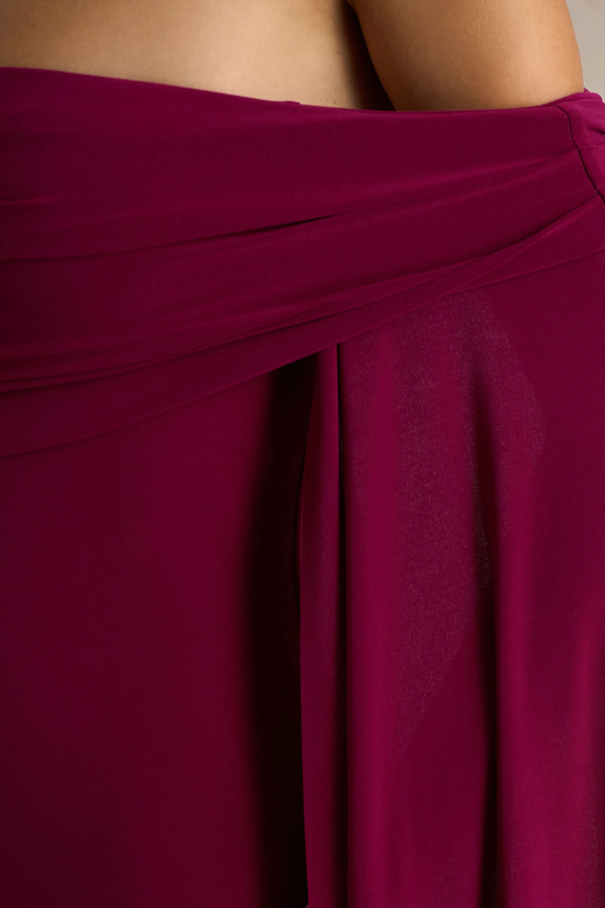 Saffina | Burgundy Bardot-Neck Maxi Dress With Sash Detail sold by Club L London product image thumbnail 3