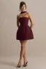 Timberly | Burgundy High-Neck Tailored Micro-Mini Dress sold by Club L London