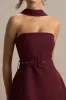 Timberly | Burgundy High-Neck Tailored Micro-Mini Dress sold by Club L London