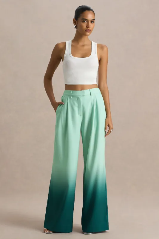 Safia | Emerald Ombre Satin Wide-Leg sold by Club L London