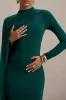 Always | Bottle Green High-Neck Maxi Dress With Cape Sleeve Detail sold by Club L London