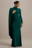 Always | Bottle Green High-Neck Maxi Dress With Cape Sleeve Detail sold by Club L London