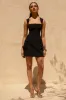Mollie | Black Square-Neck Tailored Micro Mini Dress sold by Club L London