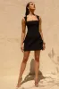 Mollie | Black Square-Neck Tailored Micro Mini Dress sold by Club L London