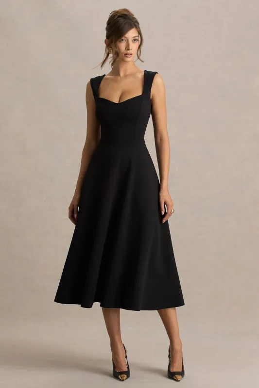 Andromeda | Black Sweetheart Midi Dress sold by Club L London