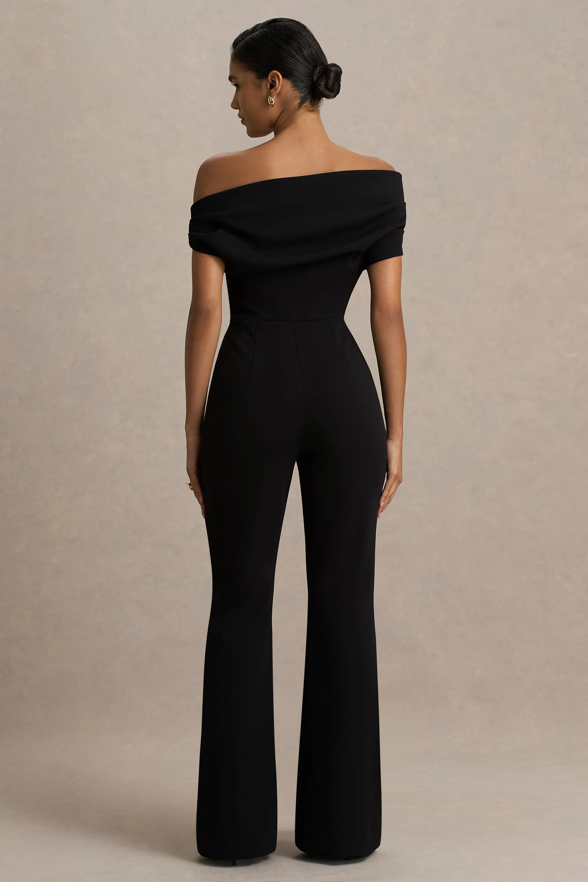 Alexandra | Black Asymmetric Draped Jumpsuit sold by Club L London product image thumbnail 2