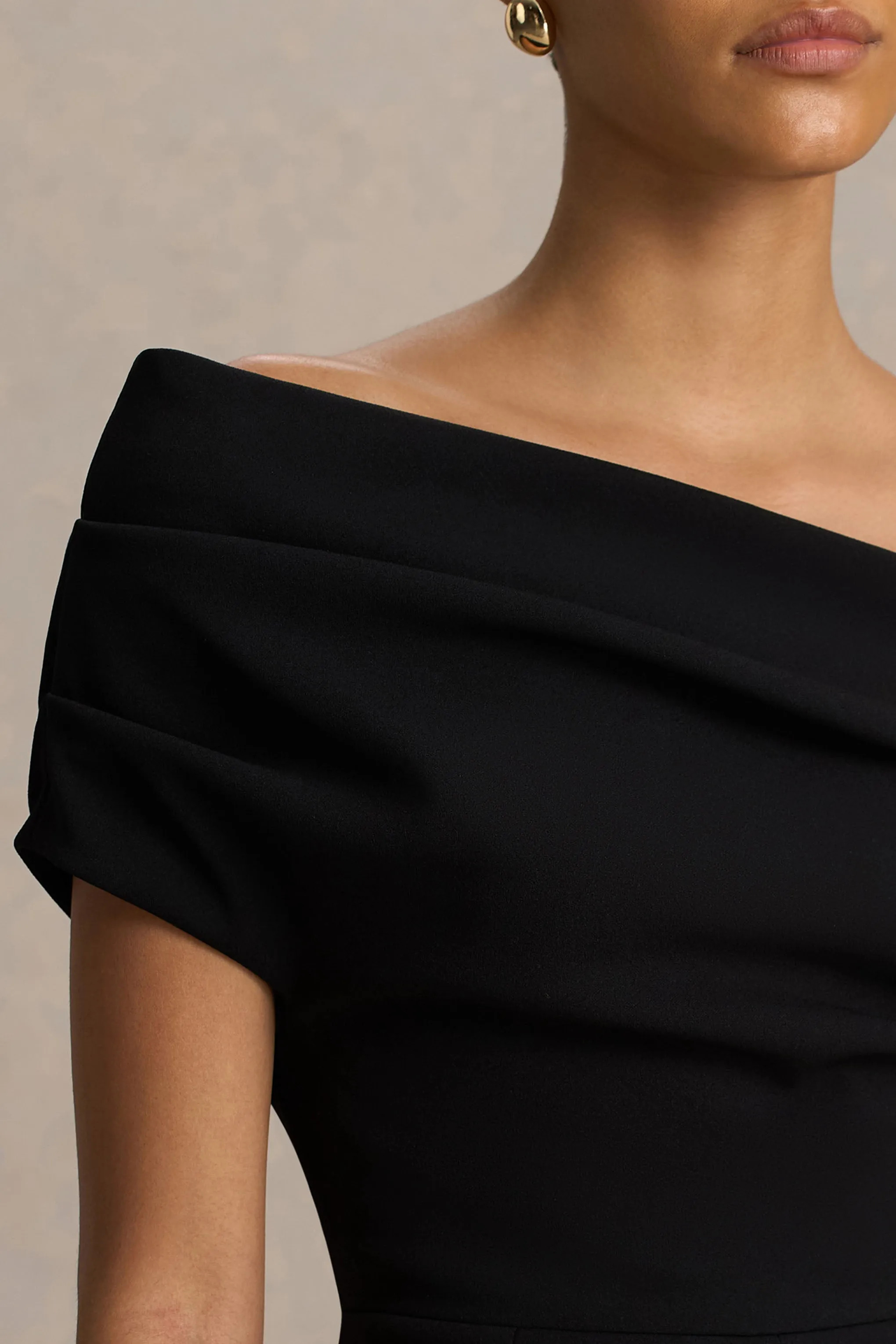 Alexandra | Black Asymmetric Draped Jumpsuit sold by Club L London product image thumbnail 3