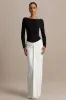 Matilda | Black And White Boat-Neck Maxi Dress With Ruched Detailing sold by Club L London