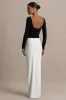 Matilda | Black And White Boat-Neck Maxi Dress With Ruched Detailing sold by Club L London