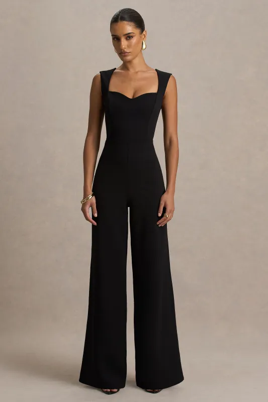 Everlee | Black Sweetheart-Neck Jumpsuit sold by Club L London