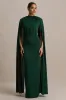 Darielle | Bottle Green High-Neck Cape-Sleeve Maxi Dress sold by Club L London
