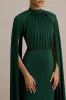 Darielle | Bottle Green High-Neck Cape-Sleeve Maxi Dress sold by Club L London