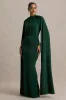 Darielle | Bottle Green High-Neck Cape-Sleeve Maxi Dress sold by Club L London
