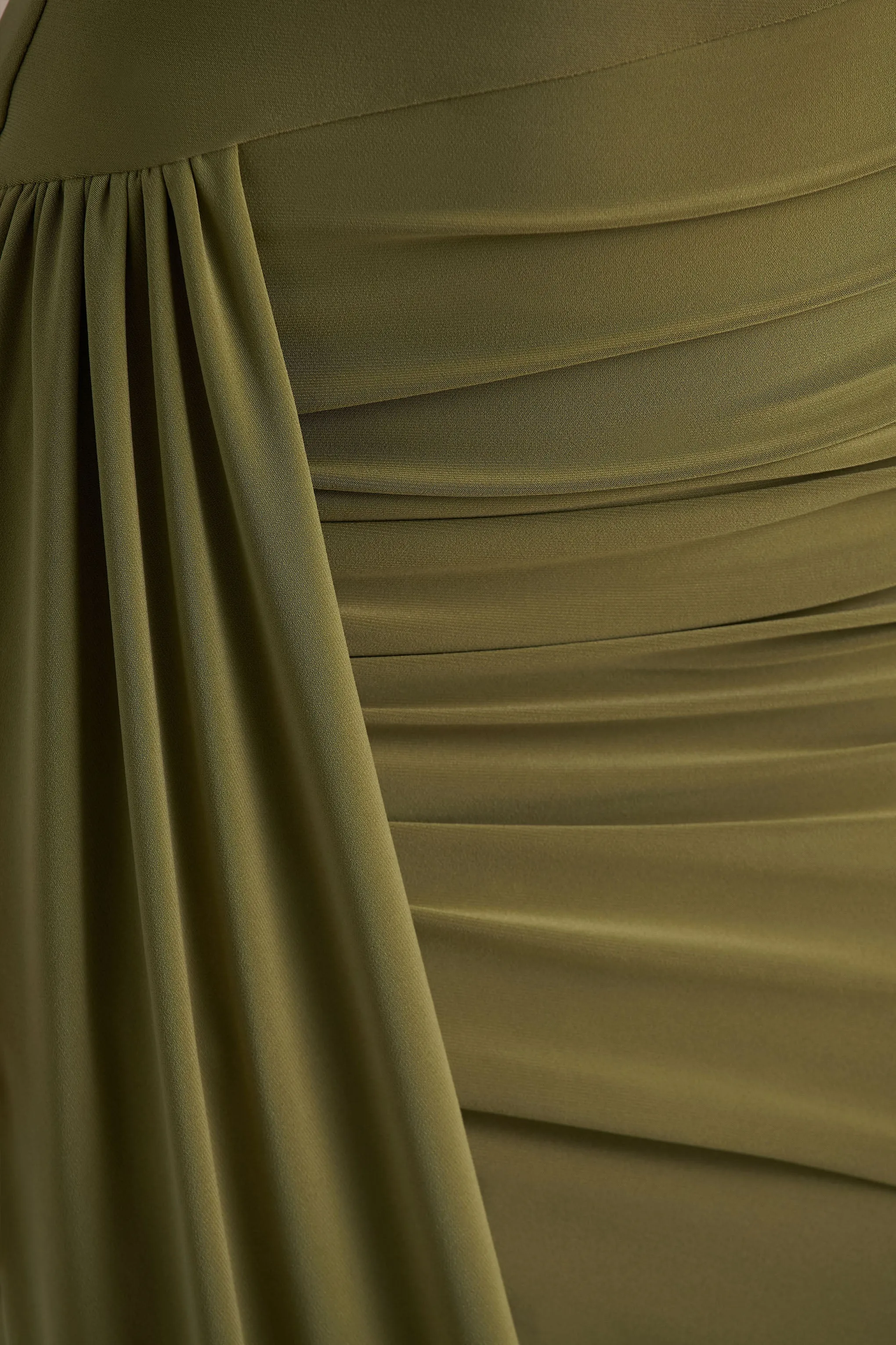 Enchant | Olive Asymmetric Twisted Cape Midi Dress sold by Club L London product image thumbnail 5