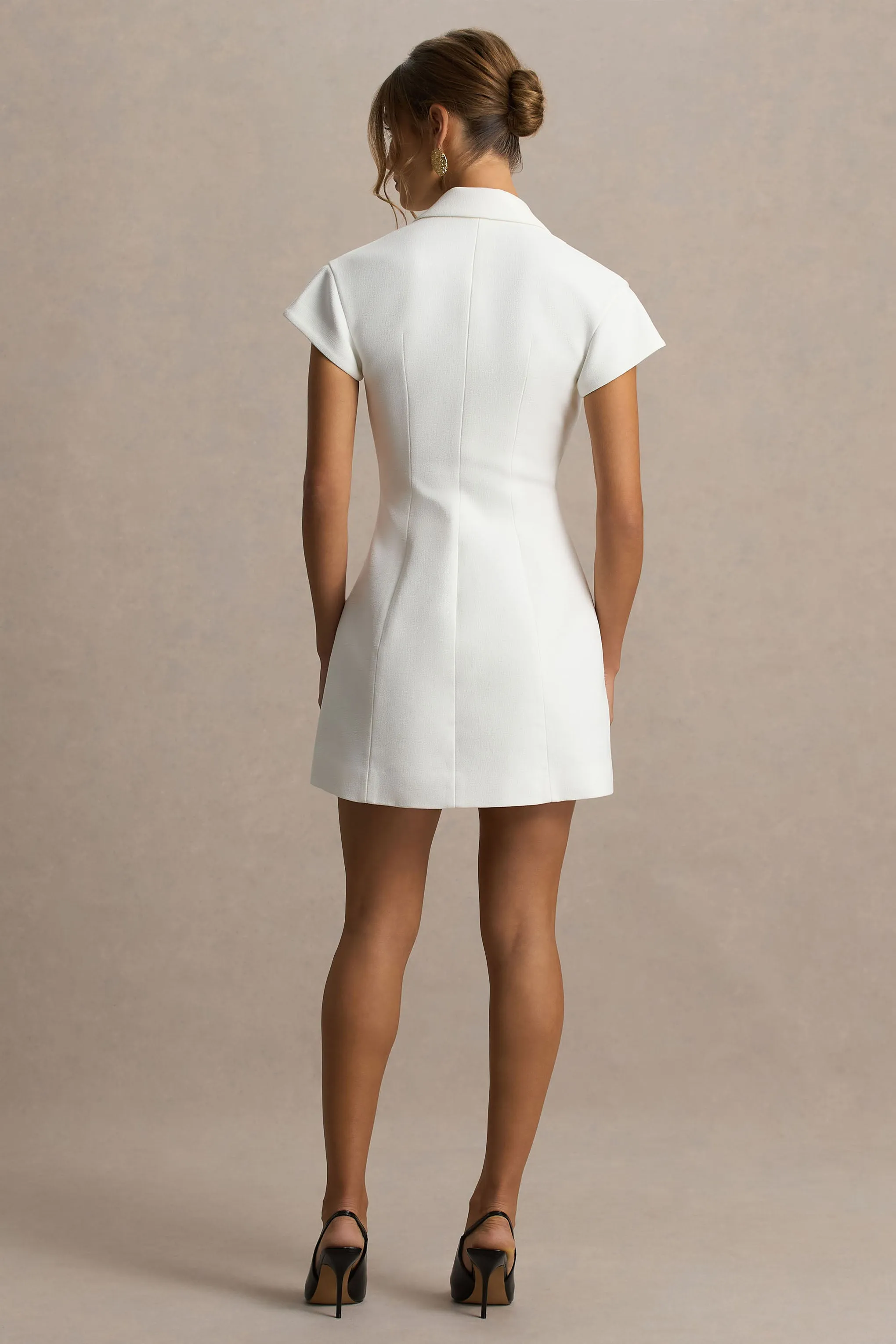 Etta | White Plunge-Neck Short Sleeved Blazer Mini Dress sold by Club L London product image thumbnail 2