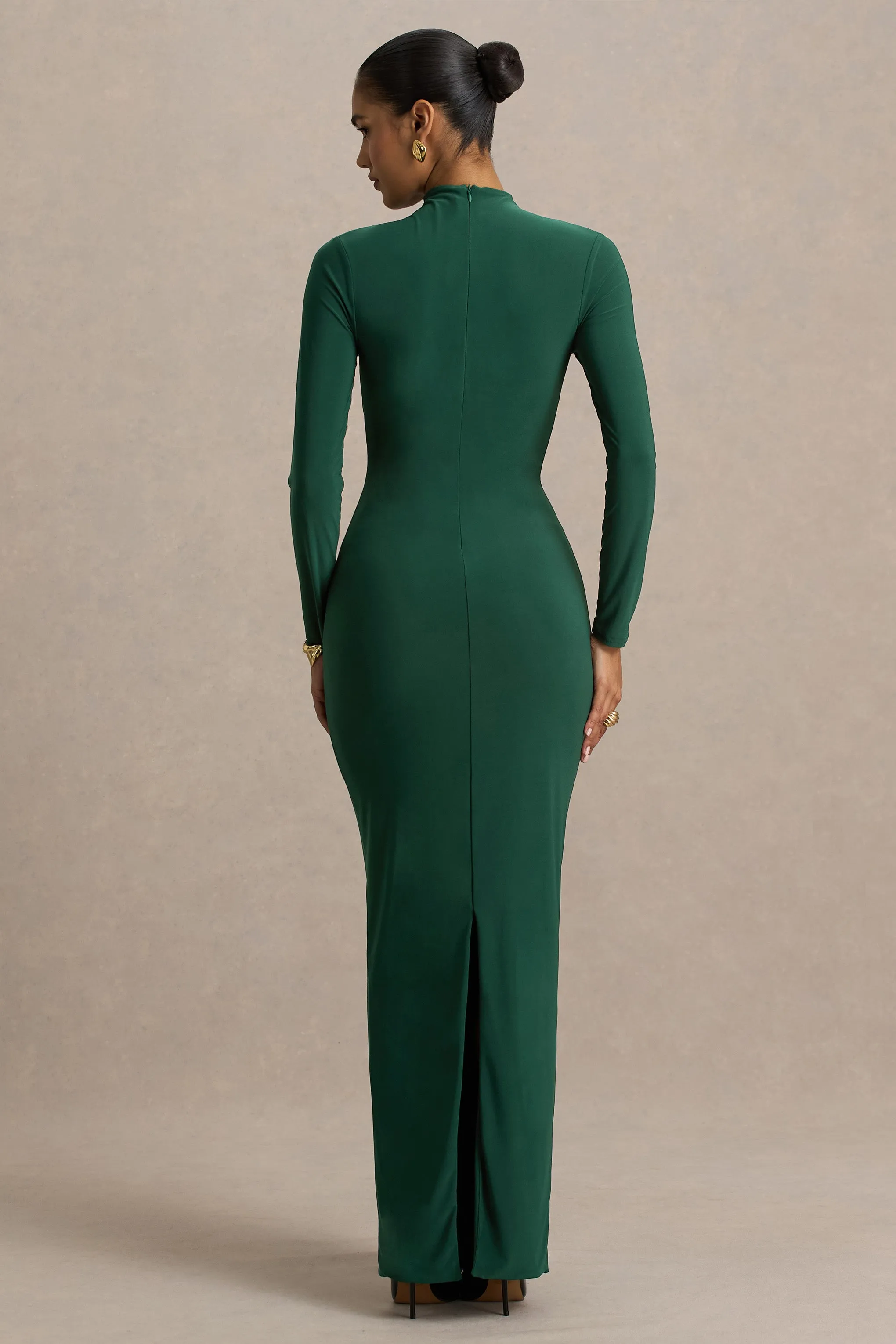 Zadie | Teal High-Neck Maxi Dress With Gathered-Detail sold by Club L London product image thumbnail 2