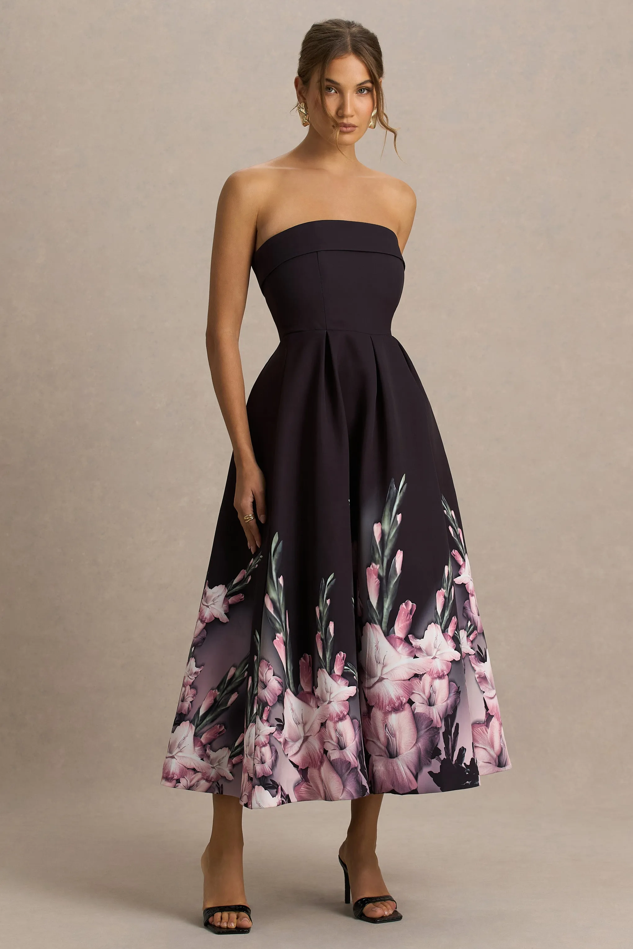 Annalise | Pink Border Print Bandeau Midi Dress sold by Club L London product image thumbnail 5