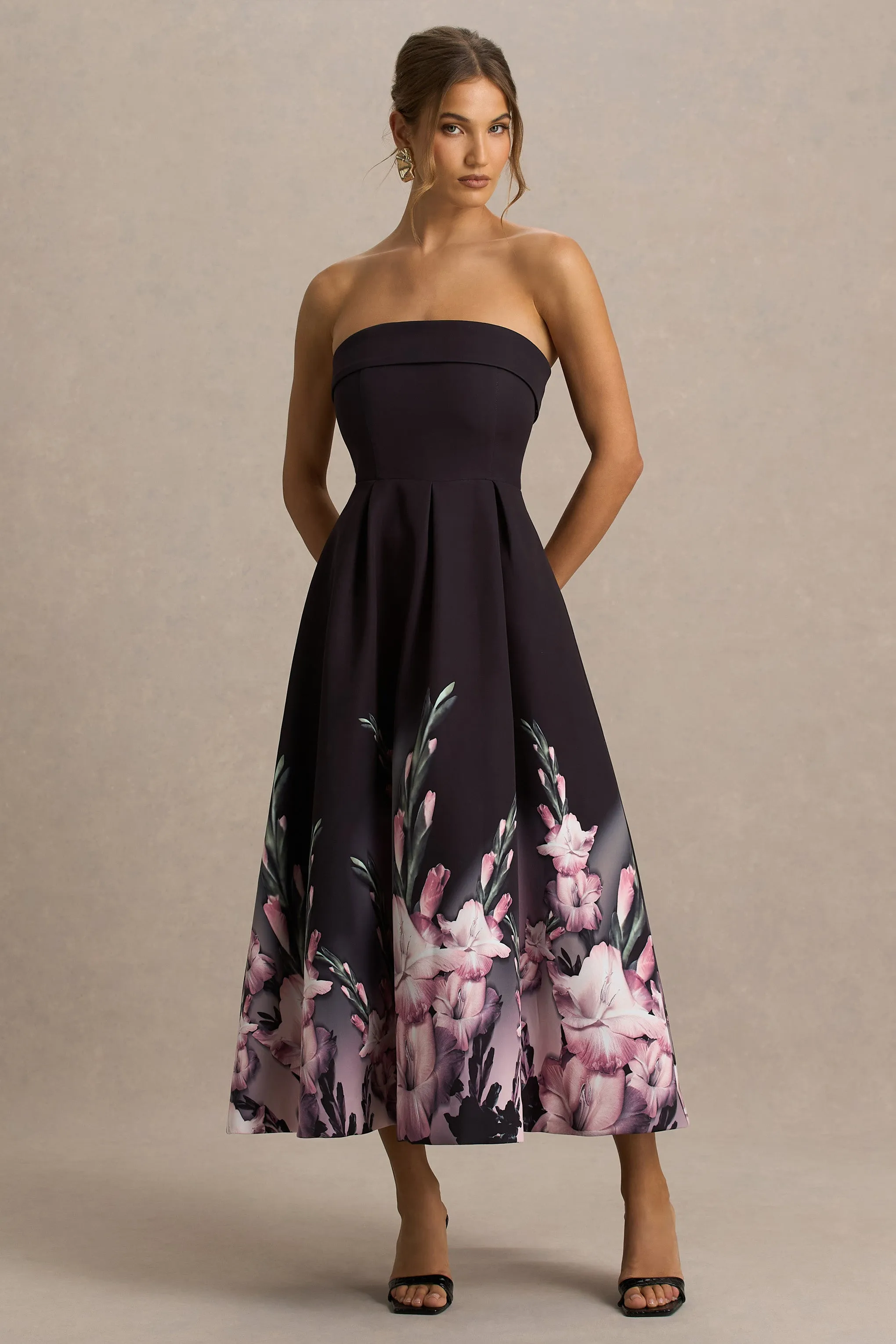 Annalise | Pink Border Print Bandeau Midi Dress sold by Club L London product image thumbnail 3
