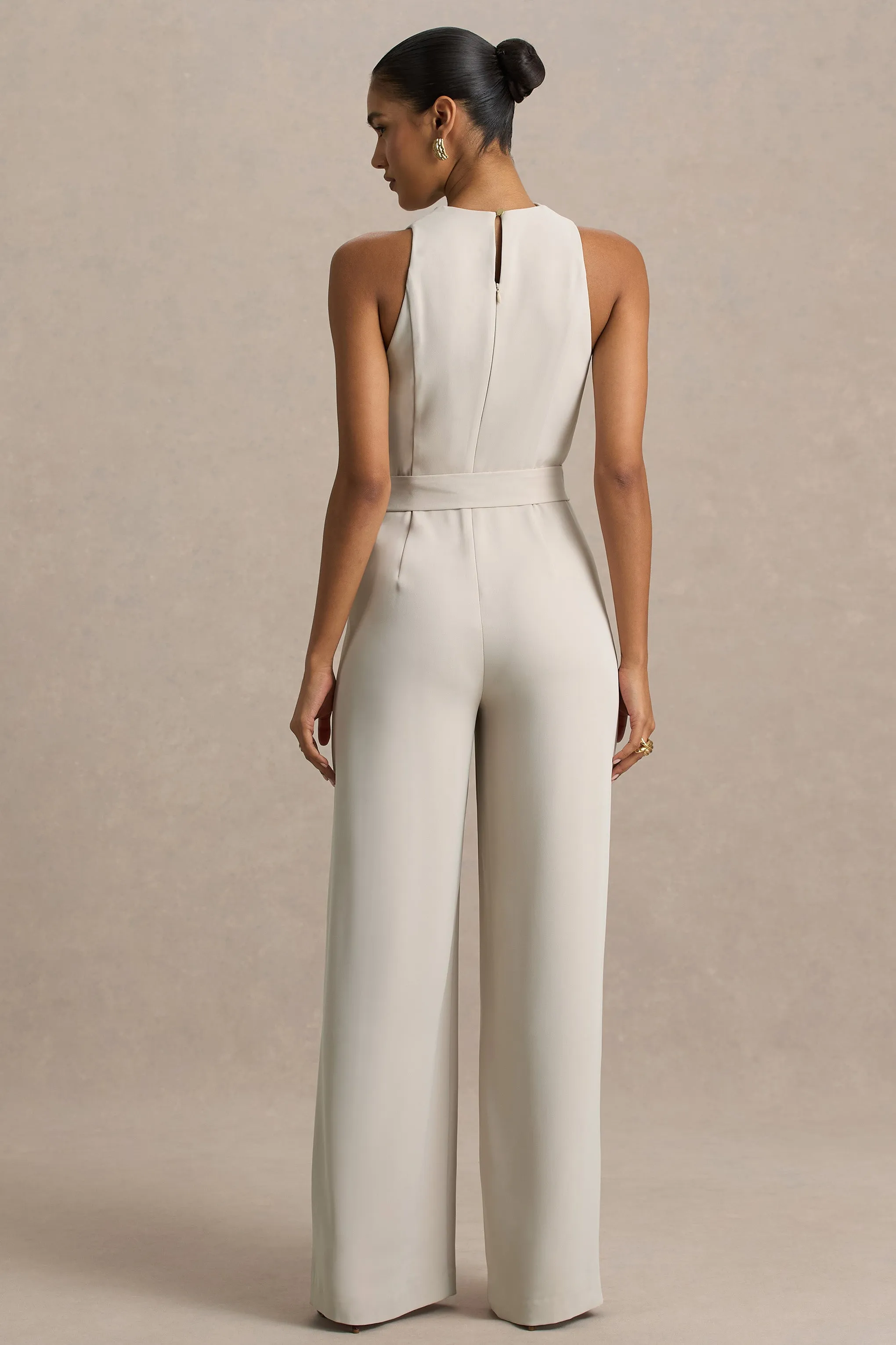 Corina | Nude Cowl-Neck Jumpsuit With Tie-Detail sold by Club L London product image thumbnail 2