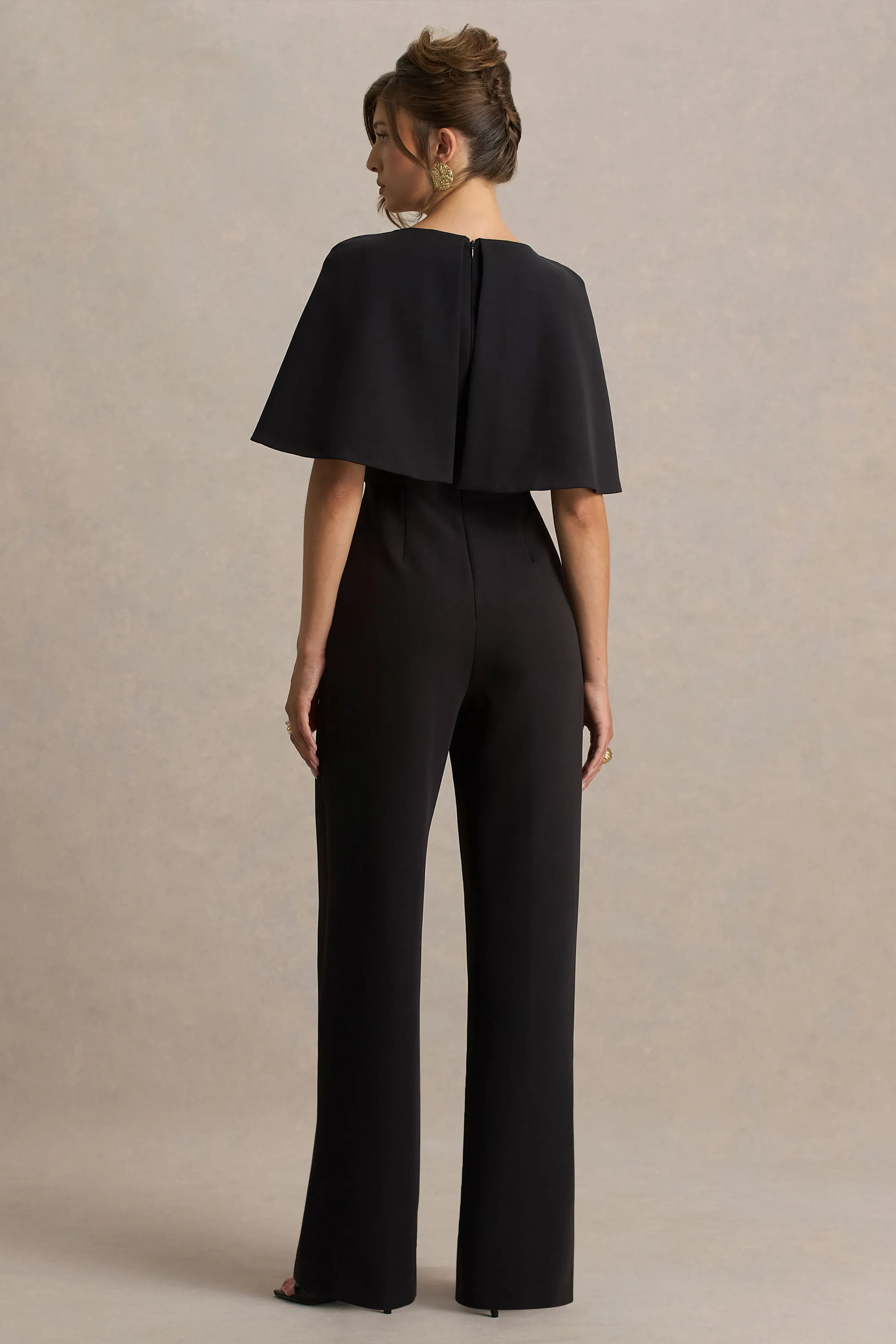 Vivid | Black Plunge-Neck Jumpsuit With Bow-Detail sold by Club L London product image thumbnail 2