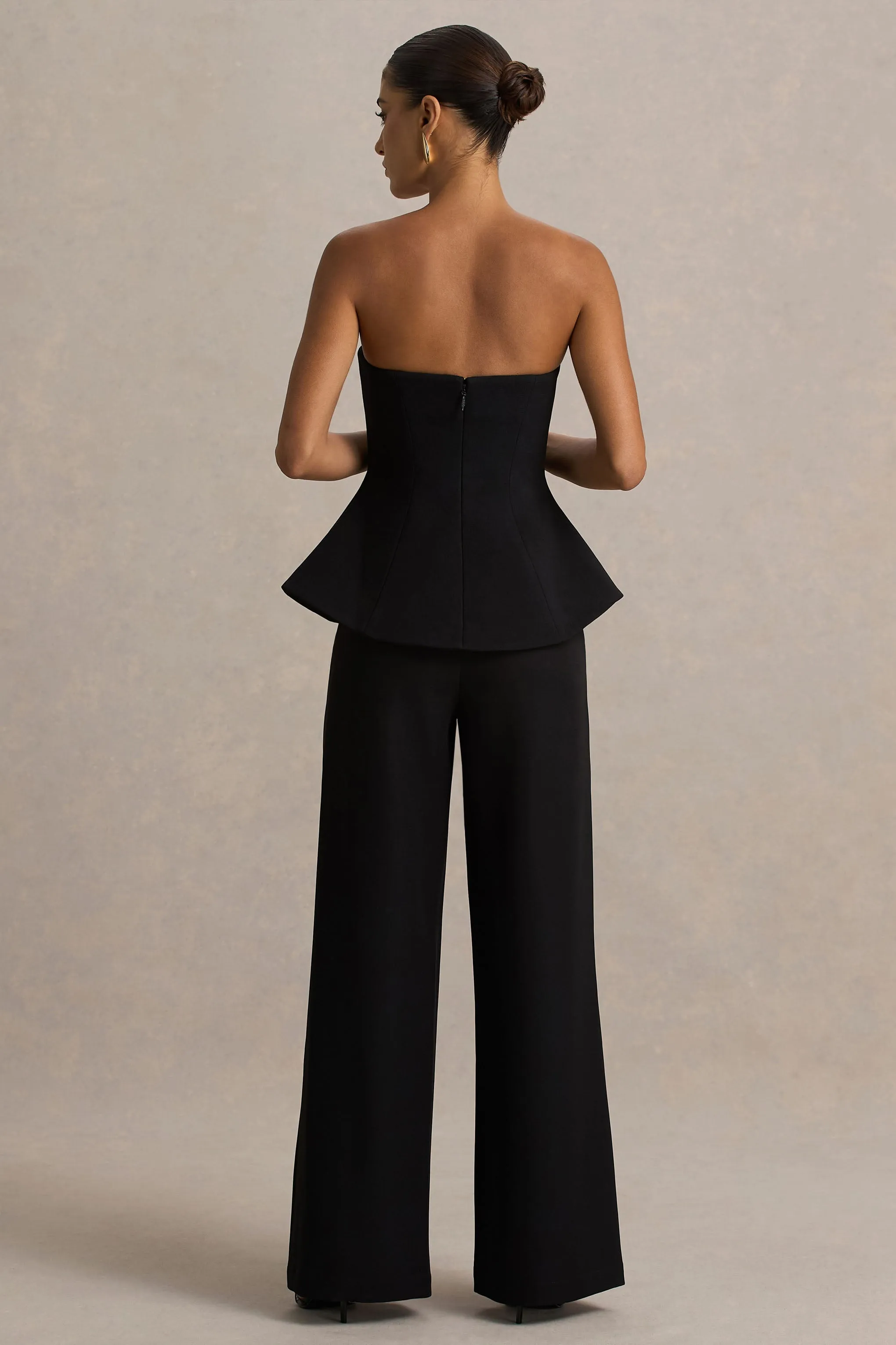 Silvia | Black Straight-Leg Trousers sold by Club L London product image thumbnail 2