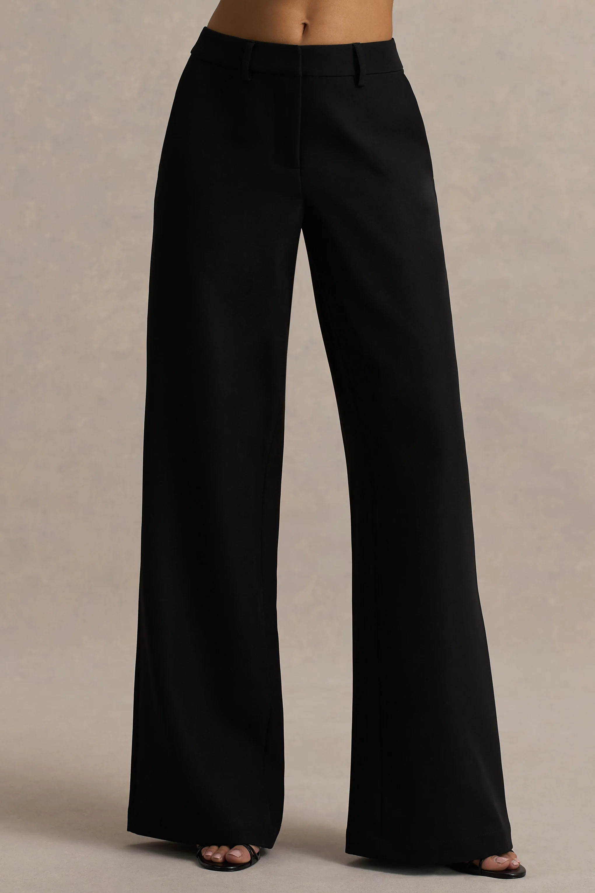 Silvia | Black Straight-Leg Trousers sold by Club L London product image thumbnail 3